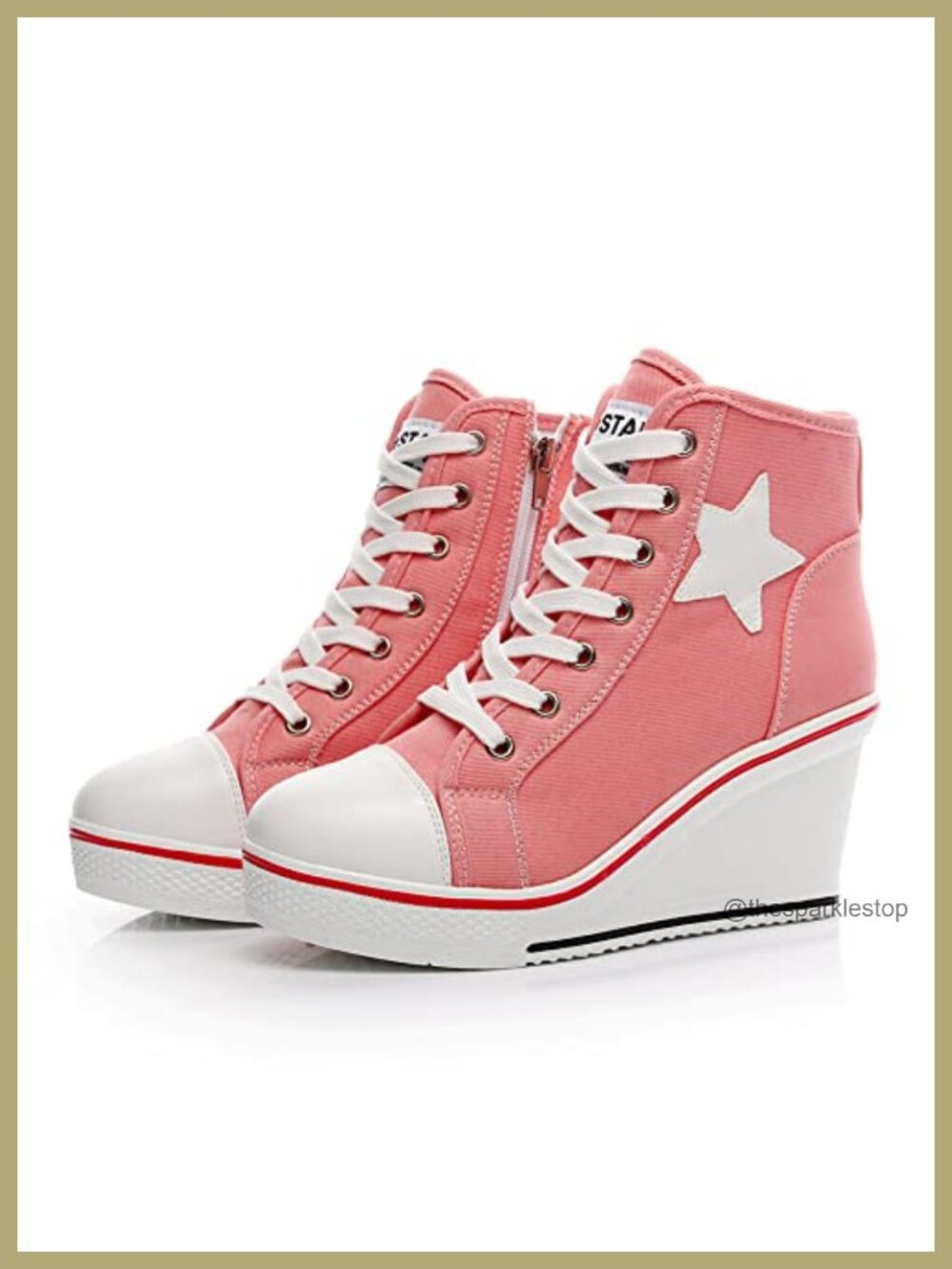 Women's Wedge Sneakers Canvas Lace Up Platform High Top Shoes